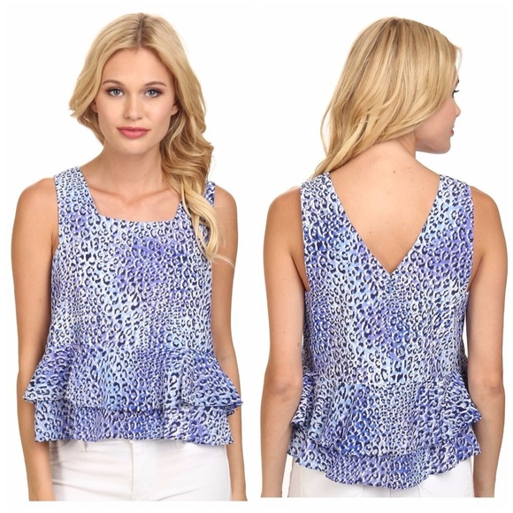 Rebecca Taylor Blue Peplum Tank Top - Picture 1 of 12